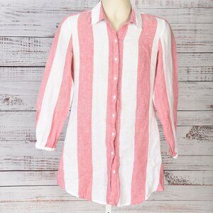 Island Company Red Striped Gentlemen Shirt Dress Size M